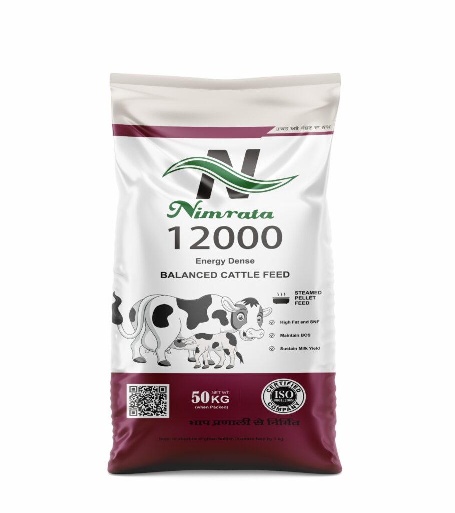 Nimrata 12000 energy dense balanced cattle feed 50kg for dairy animals high fat SNF and milk yield